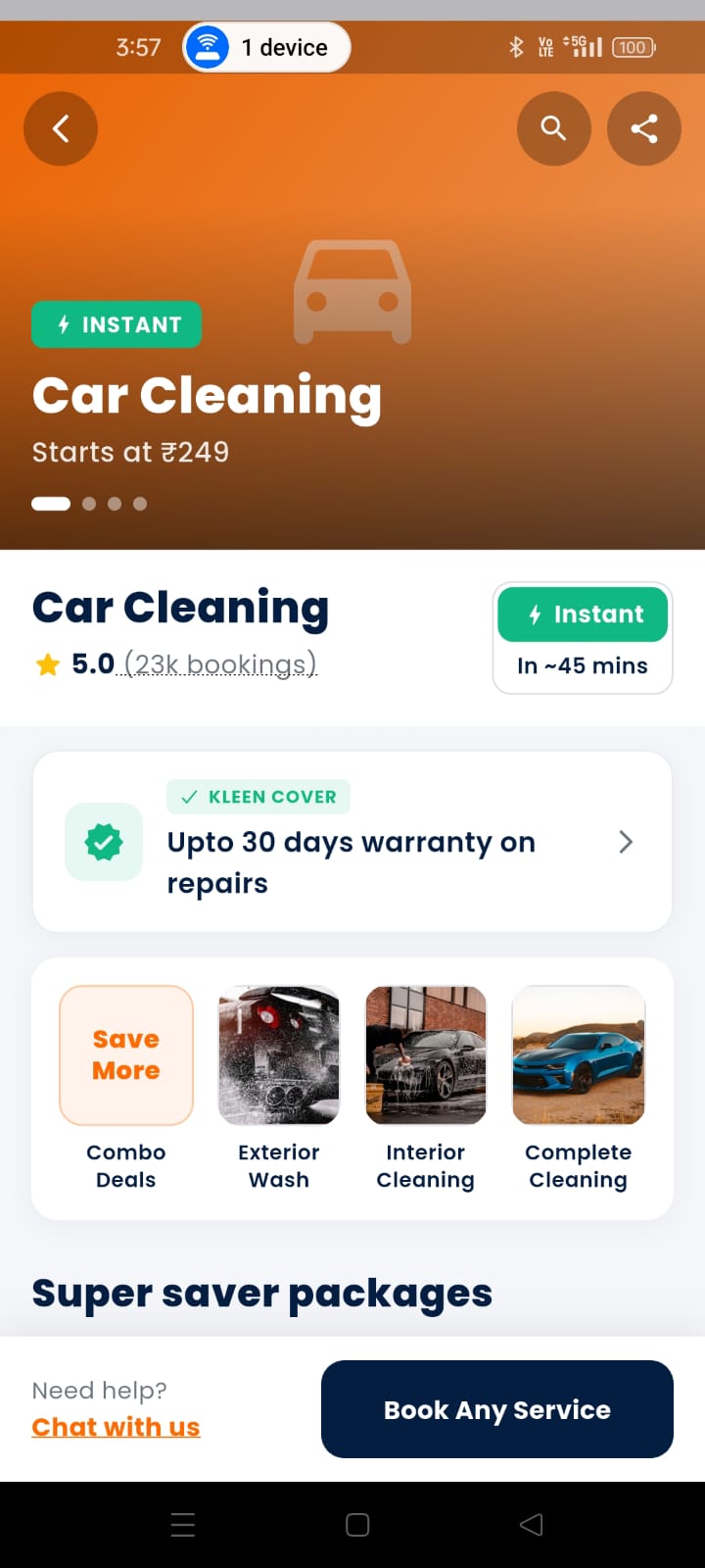 Kleen App Select Slots