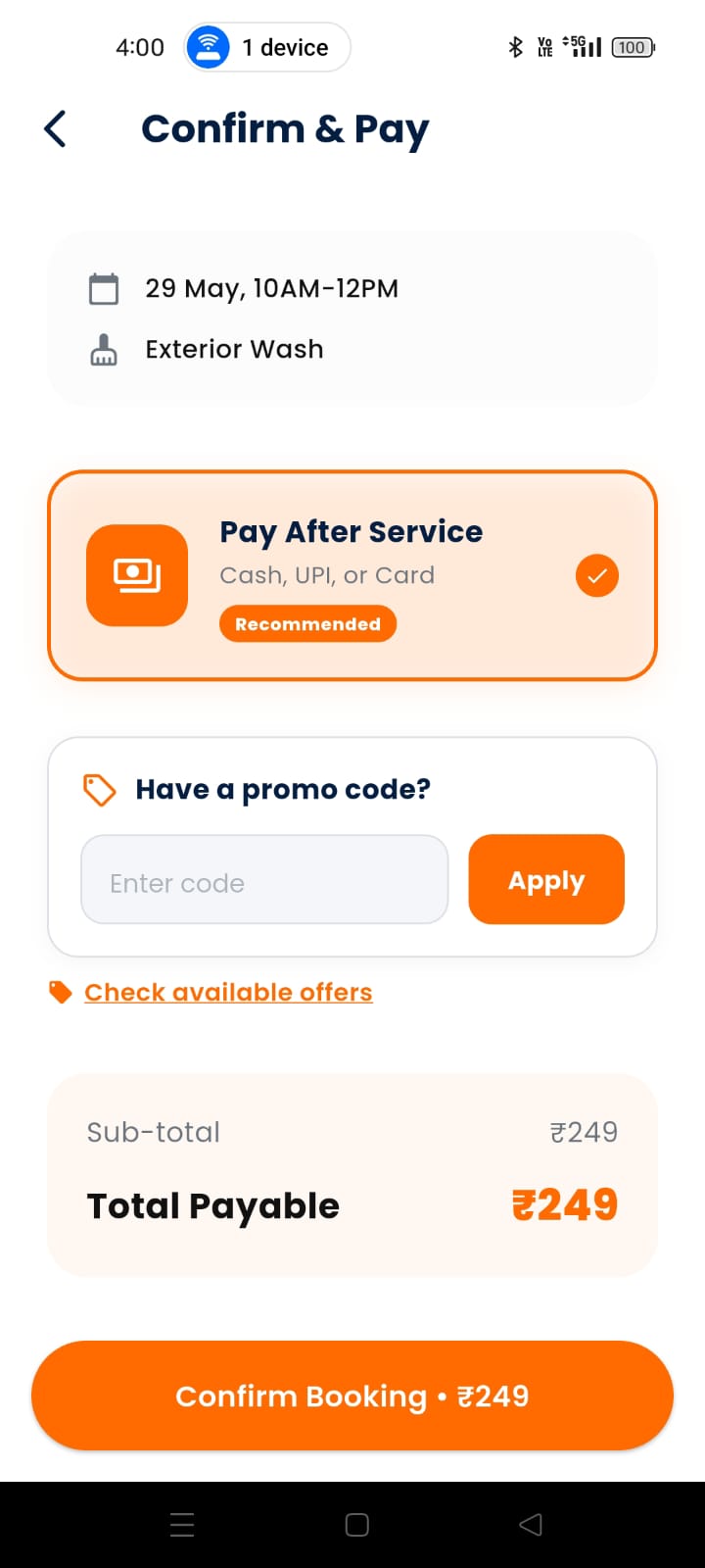 Kleen App Billing details
